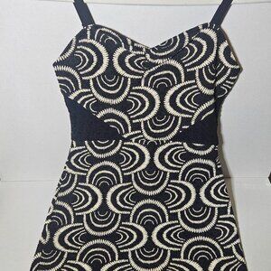 Free People Black Cream Swirl Slip Dress XS